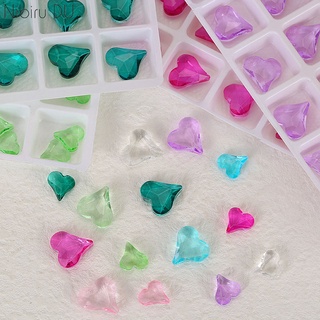 Set 10 Hạt Pha Lê Trong Suốt Hình Trái Tim Cong Để Trang Trí Móng 3D