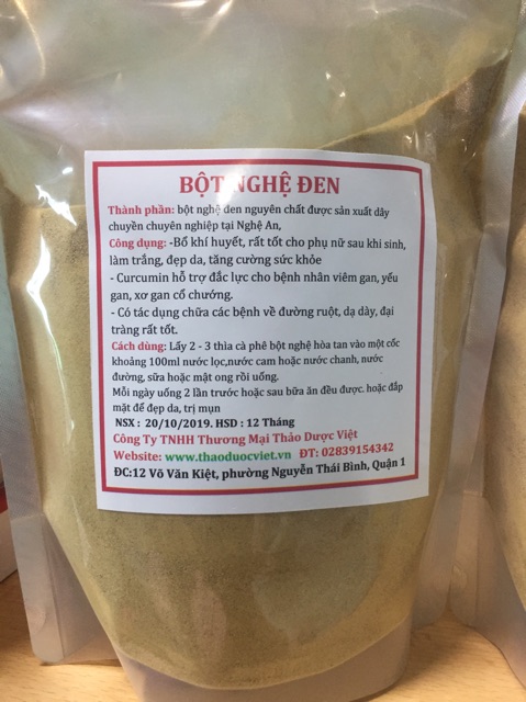 500g Bột nghệ đen Nghệ An nghiền mịn tốt cho dạ dày hàng công ty Thảo Dược Việt