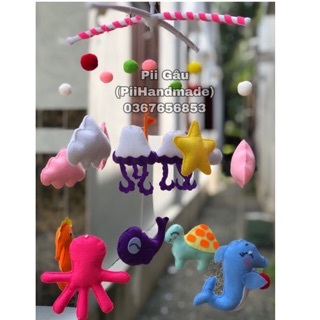 (SẴN)🐬🐙🌈⭐️🐳🐢 TREO NÔI SINH VẬT BIỂN CHO BÉ YÊU HANDMADE VẢI NỈ 🐙🐢🐬🌈🌴🐳