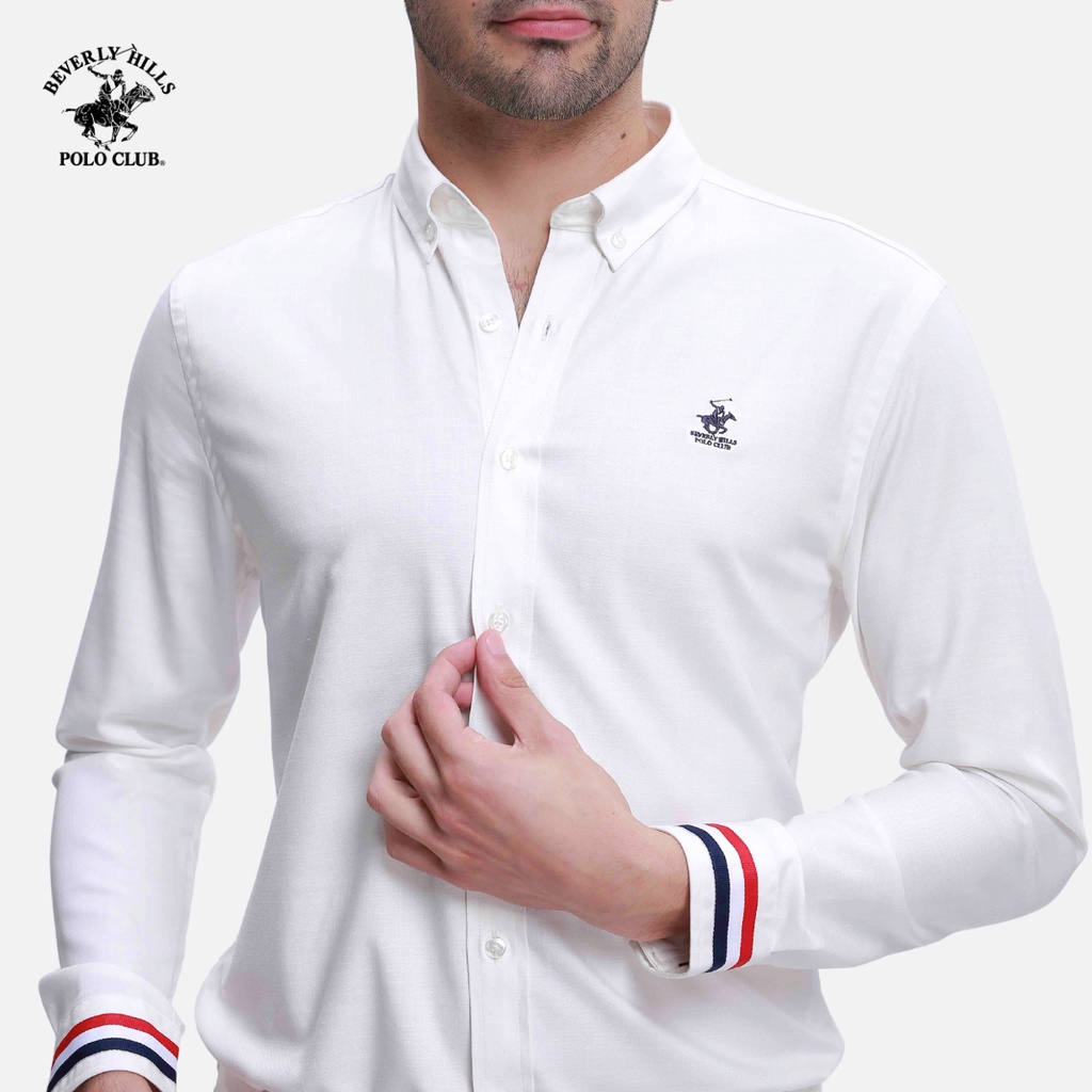 Beverly Hills Polo Club - Áo sơ mi Dài tay Nam Slim Fit Trắng kem OW- BHPC CMSSS22TL007
