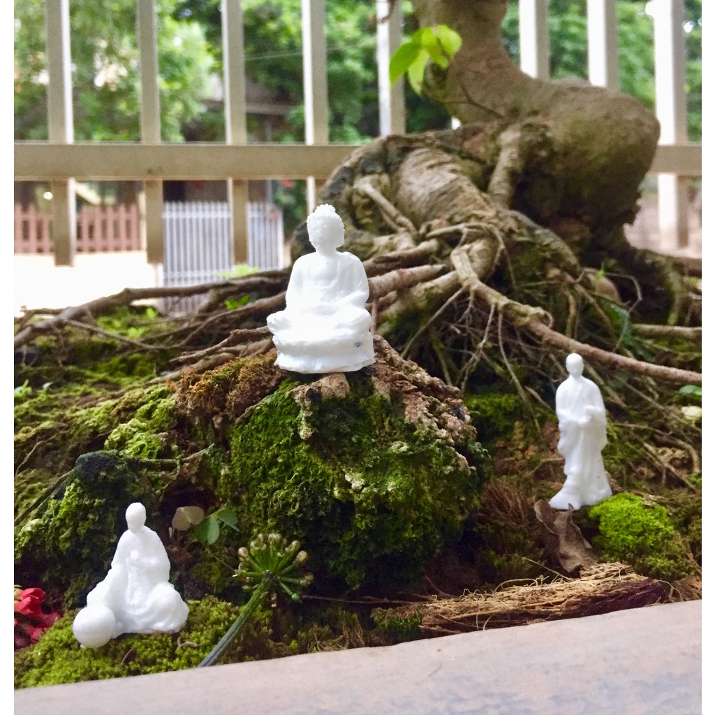 Tượng Nhà Sư Ngồi Thiền Mini Trang Trí Tiểu Cảnh, Bonsai, Lũa Decor