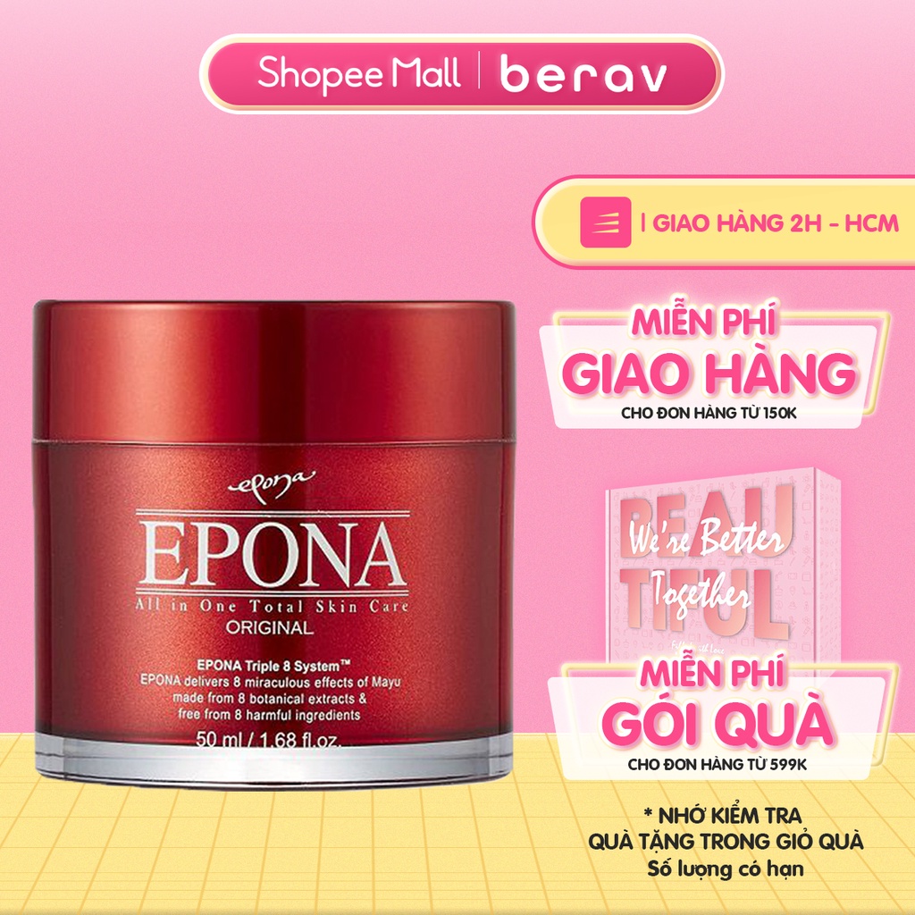 [Đỏ] Kem Dưỡng Da Đa Năng Chống Lão Hóa, Dưỡng Sáng Da Dầu Ngựa Epona All In One Total Skin Care Intensive 50ml