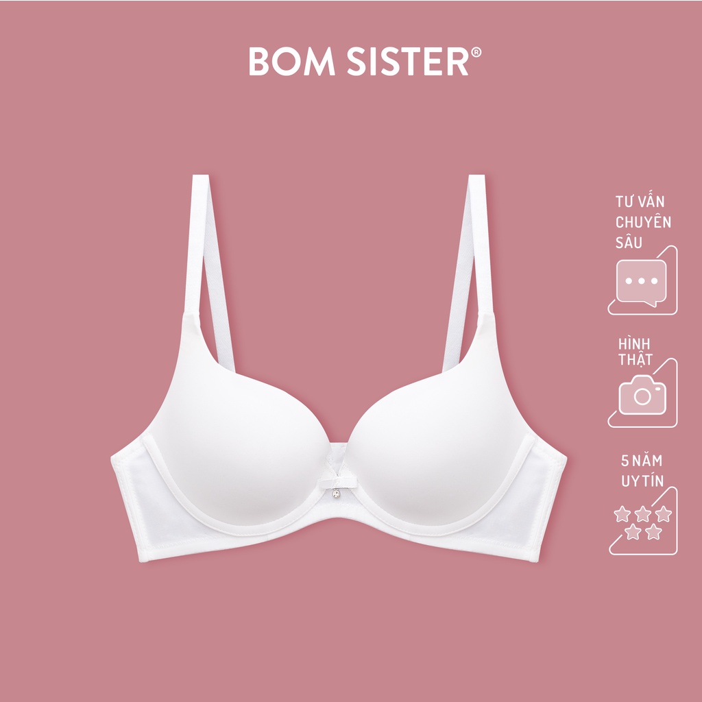 Áo lót mút vừa có gọng thun lạnh màu trơn dây áo liền nâng ngực tự nhiên BOM SISTER LC2902