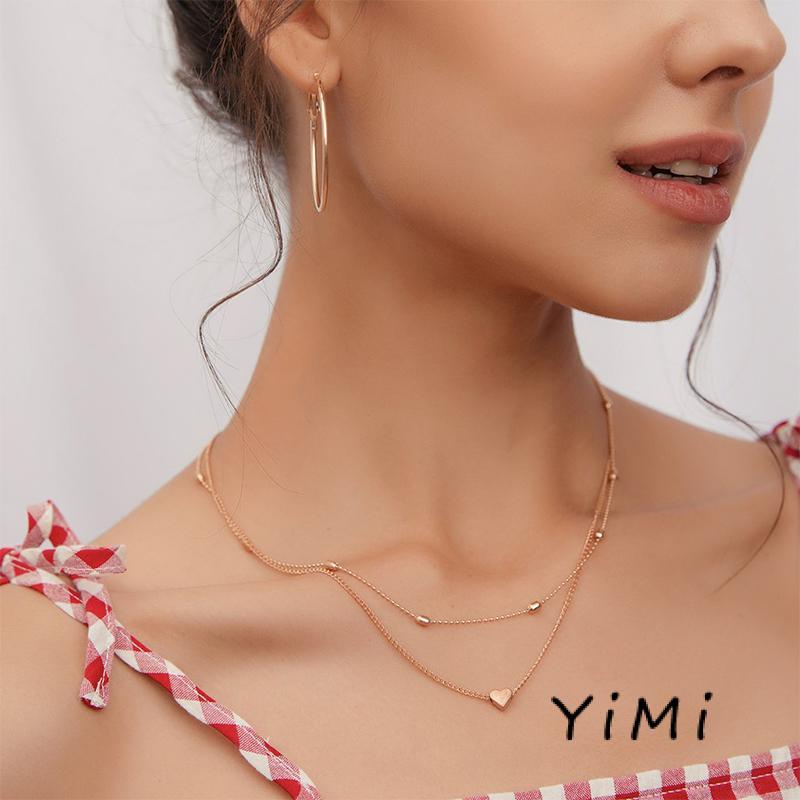 Vòng cổ nhiều lớp mặt hình trái tim thời trang nữ dễ thương