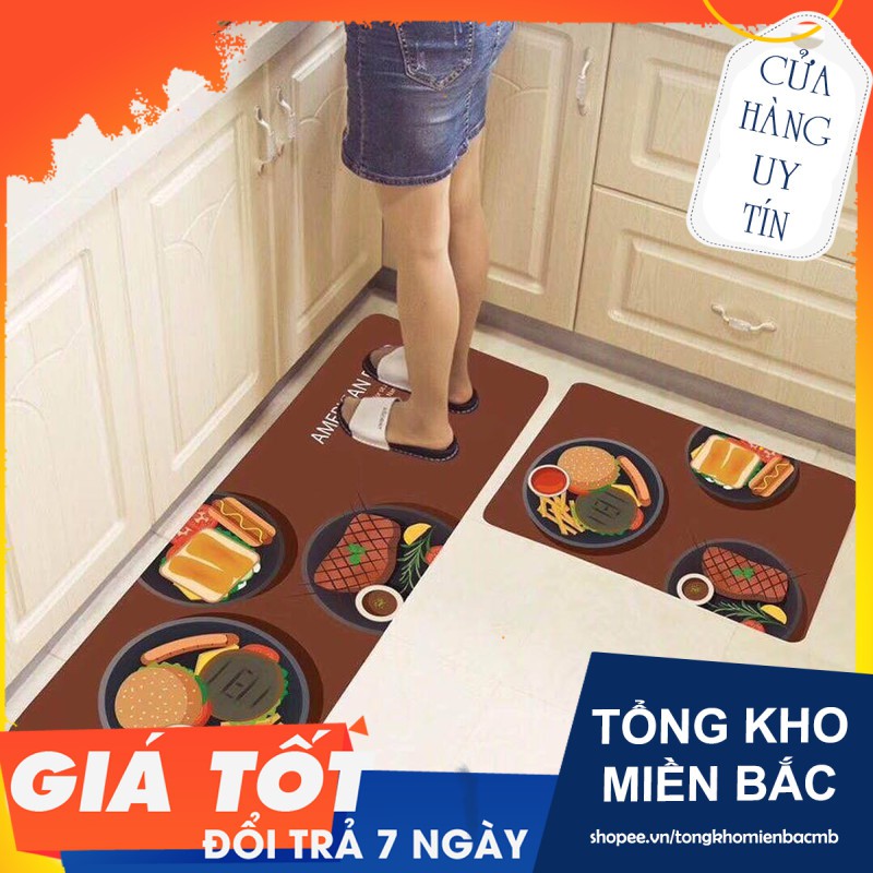 Bộ thảm nhà bếp cao cấp (40 x 60 và 40 x 120 cm) (Bốc màu ngẫu nhiên)(Tổng Kho MB)