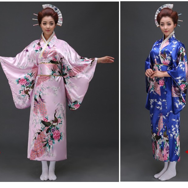 Kimono yukata hình chim công, có size bé gái, hàng về sau 10 ngày.