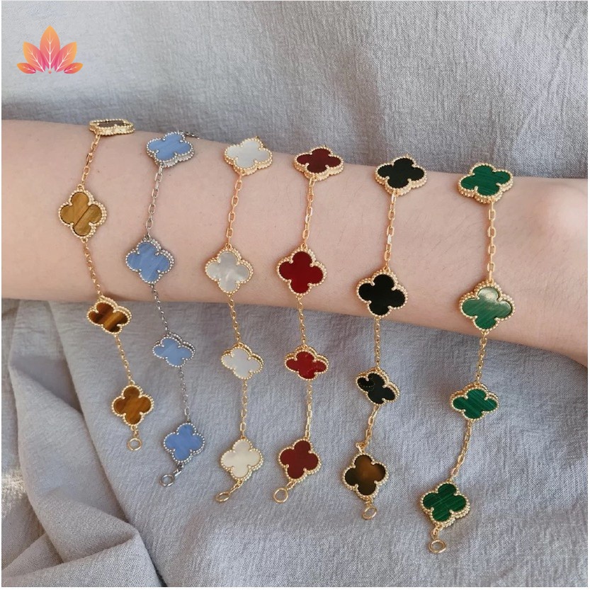 Bộ Vòng Tay + Vòng cổ + Vòng Tay Trang Trí Cỏ Bốn Lá JP5 10 Lá