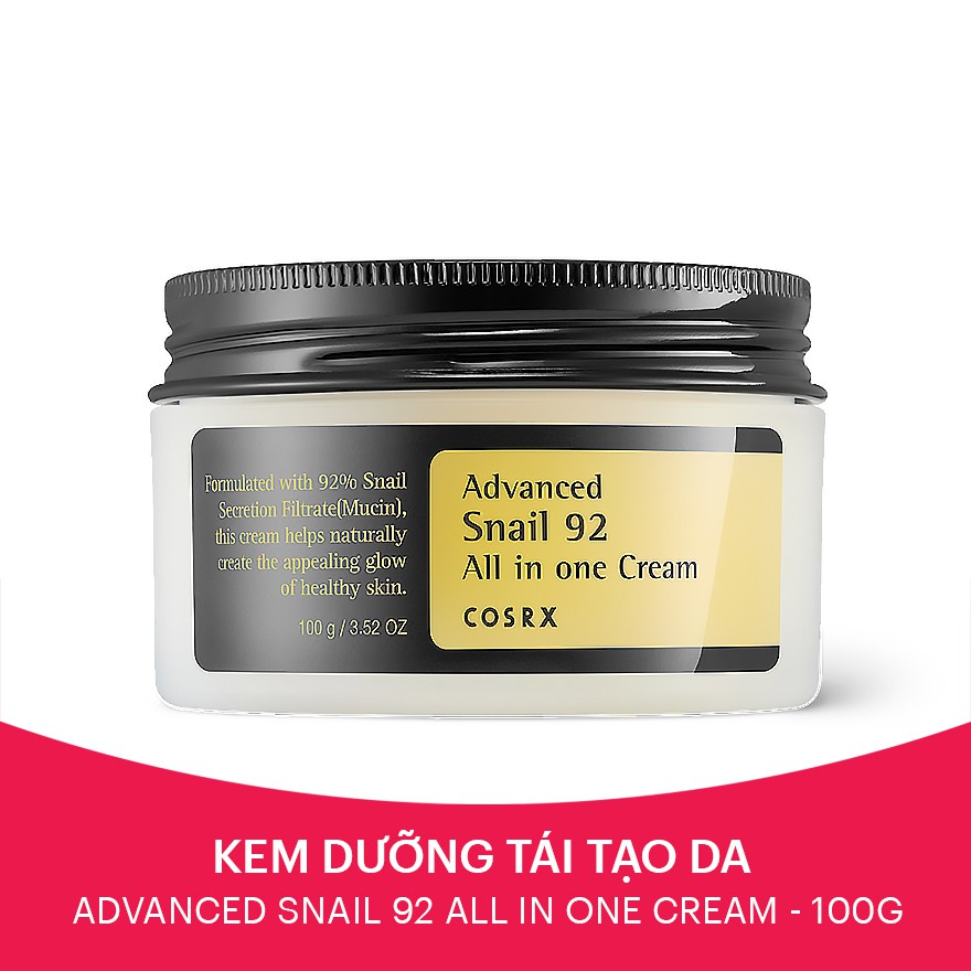 Kem Dưỡng Ẩm Tái Tạo và Phục Hồi Da Ốc Sên COSRX Advanced Snail 92 All in one Cream 100g