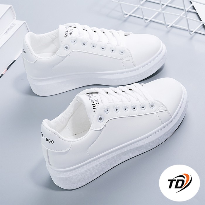 GIÀY SNEAKER NỮ, GIÀY THỂ THAO NỮ ĐỘN ĐẾ 3 PHÂN MÀU TRẮNG 1990 PHỐI DA SIÊU ĐẸP