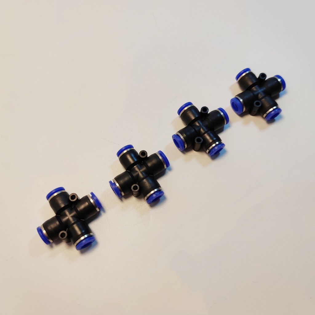 Đầu nối nhanh chữ thập 4 hướng nhựa nối ống 8mm - 8mm