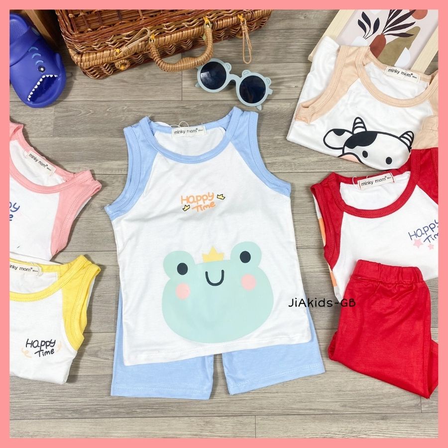 Bộ Thun Lạnh Ba Lỗ Cho Bé Trai Bé Gái 8-27kg -BL-IN29 In Động Vật Vui Vẻ Chất Vải Thoáng Mát
