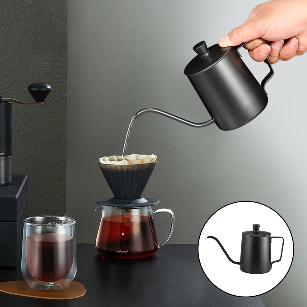 Ấm Đun Nước Cổ Ngỗng Bằng Thép Không Gỉ Màu Bạc Cỡ Nhỏ 2 Cái