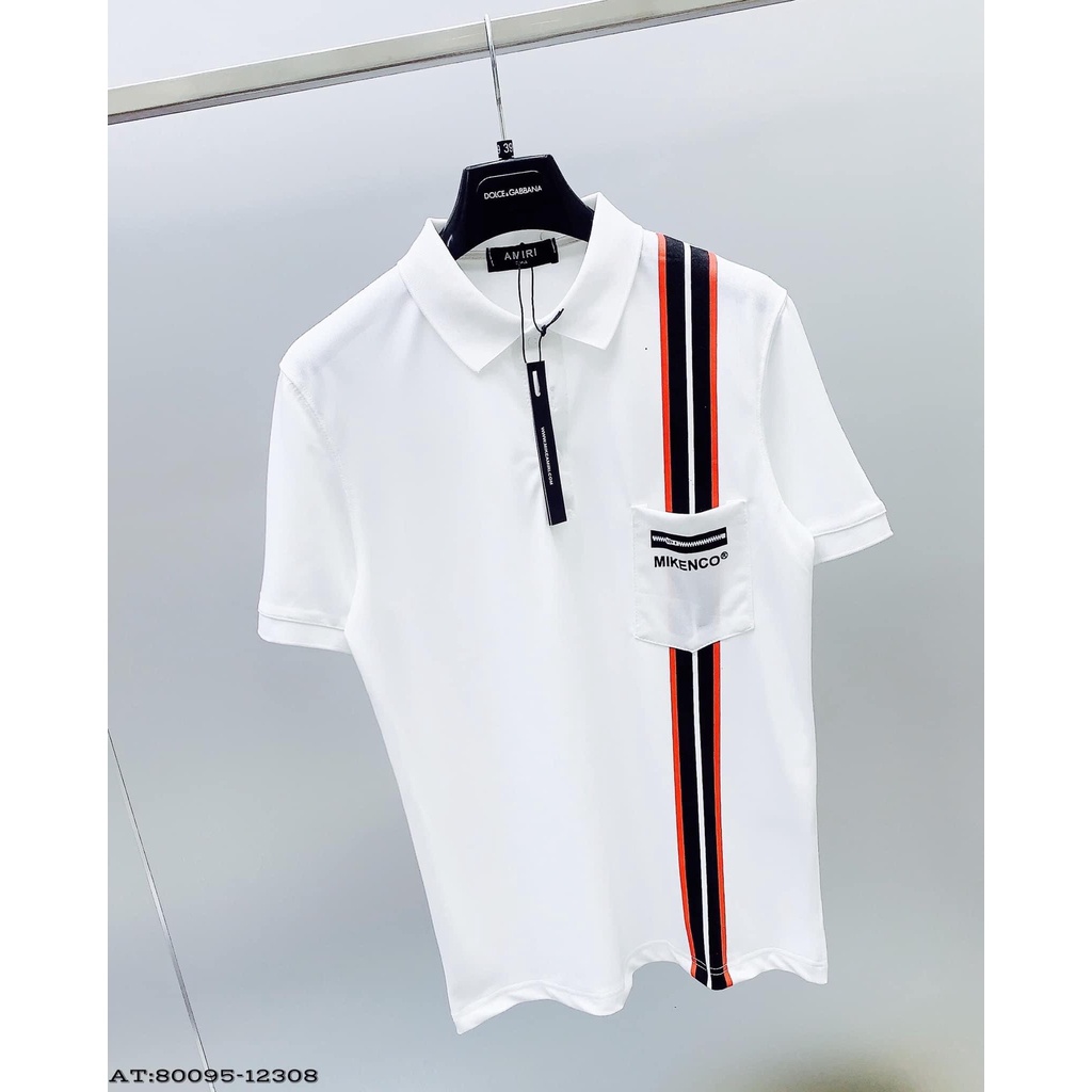 Áo Phông Polo Mikenco phối kẻ sọc túi khóa siêu sang chảnh, Áo thun Polo Nam Nữ Unisex Hottrend 2022