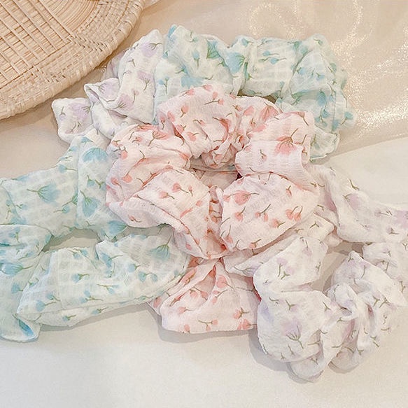 Dây Buộc Tóc Cao Su Mỏng Họa Tiết Hoa Kiểu Nhật Hàn Dễ Thương Cho Nữ