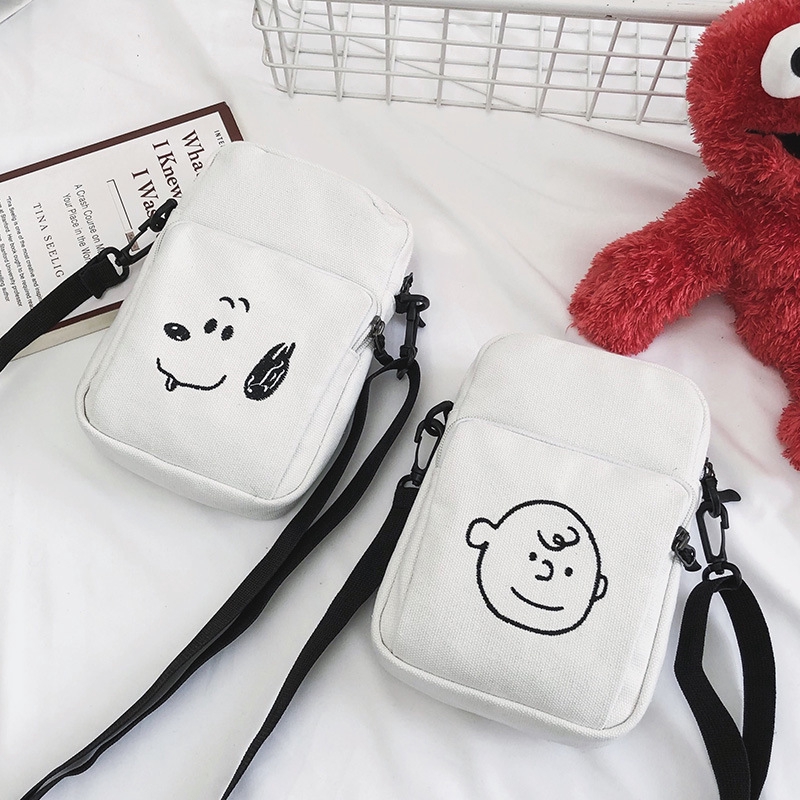 Túi xách Canvas in hình Snoopy dễ thương phong cách Nhật bản cho nữ