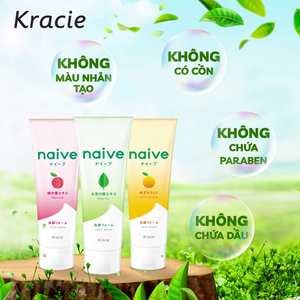 Sữa rửa mặt Naïve chiết xuất trà xanh tuýp 130g chính hãng