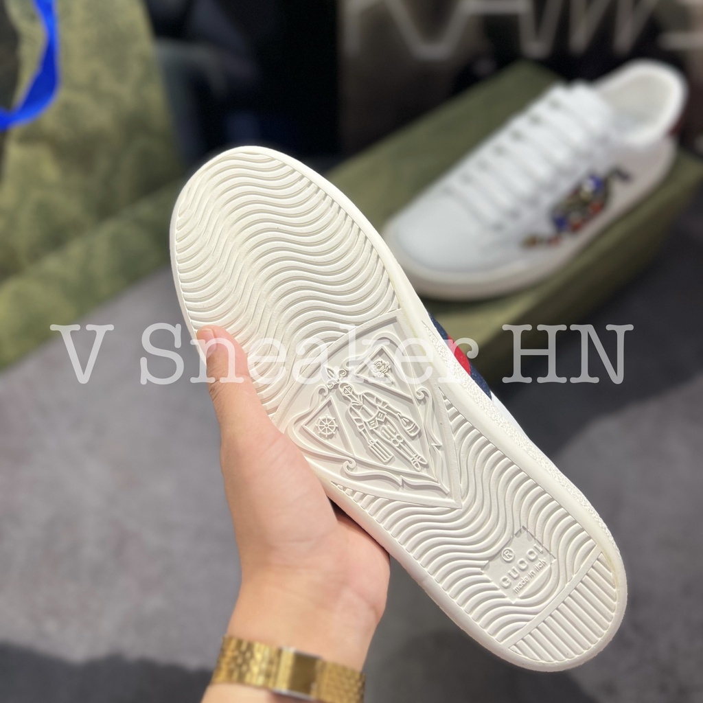 Giày Sneaker Da Nam Nữ Rắn Đính Đá Gót 2 Màu mẫu mới hàng cao cấp cực chất, Gucci đính đá