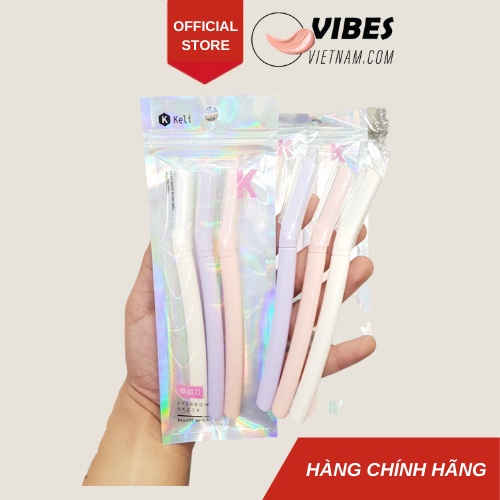 (Set 3 cái) Dao Cắt Tỉa Lông Mày Keli Túi Zip Chuyên Dụng vibesvietnam