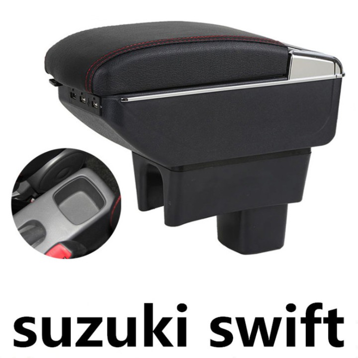 Hộp tỳ tay ô tô, xe hơi cao cấp DUSB-SZK tích hợp 7 cổng USB dùng cho xe Suzuki Swift: Màu Đen và Be