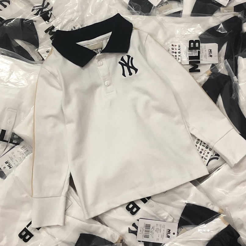Áo polo dài tay bé trai - Áo polo MLB sọc tay cho bé trai size 90-150