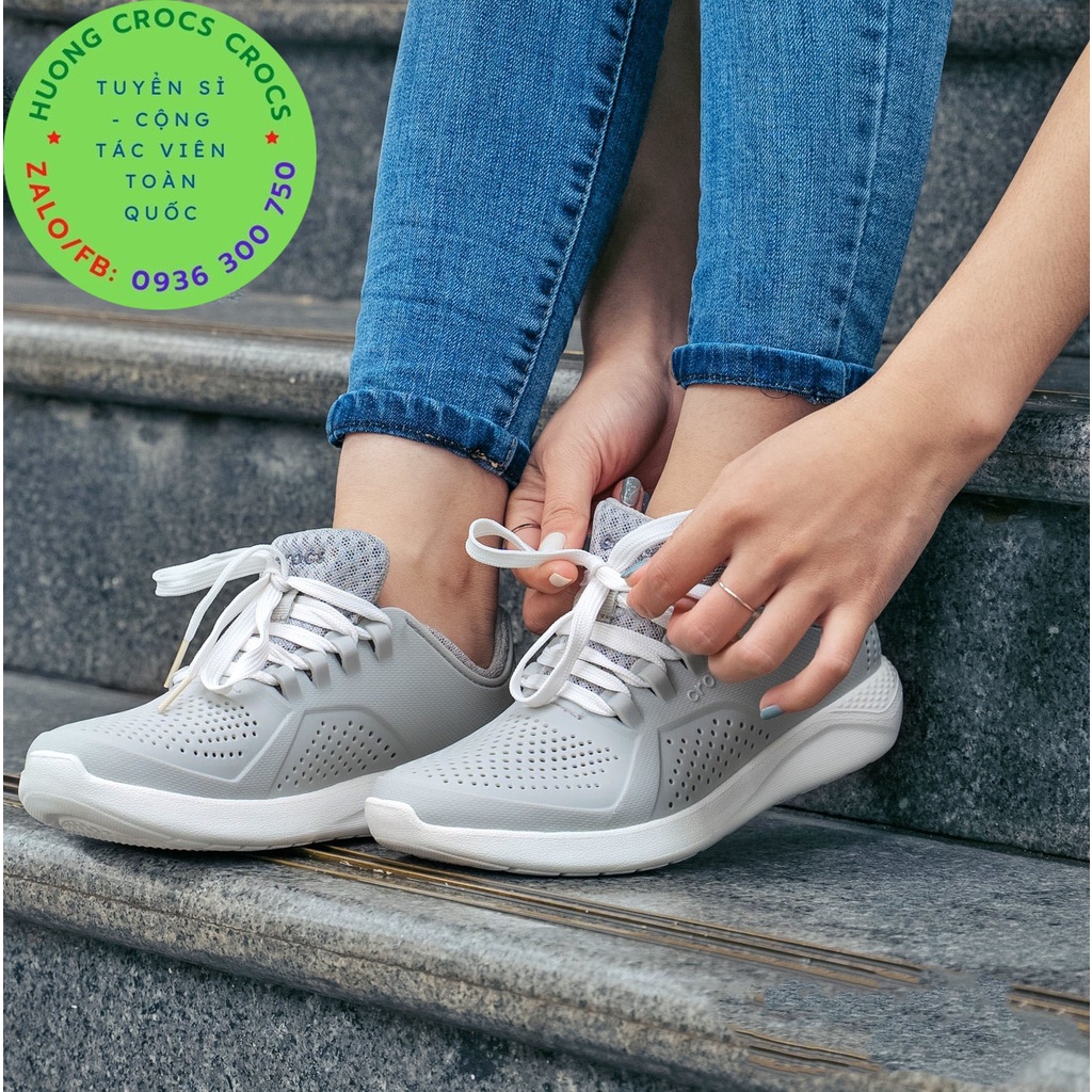 GIÀY NHỰA CROCS LITERIDE PACER XỊN ĐÉT CHO NAM MÀU XÁM FULL BOX