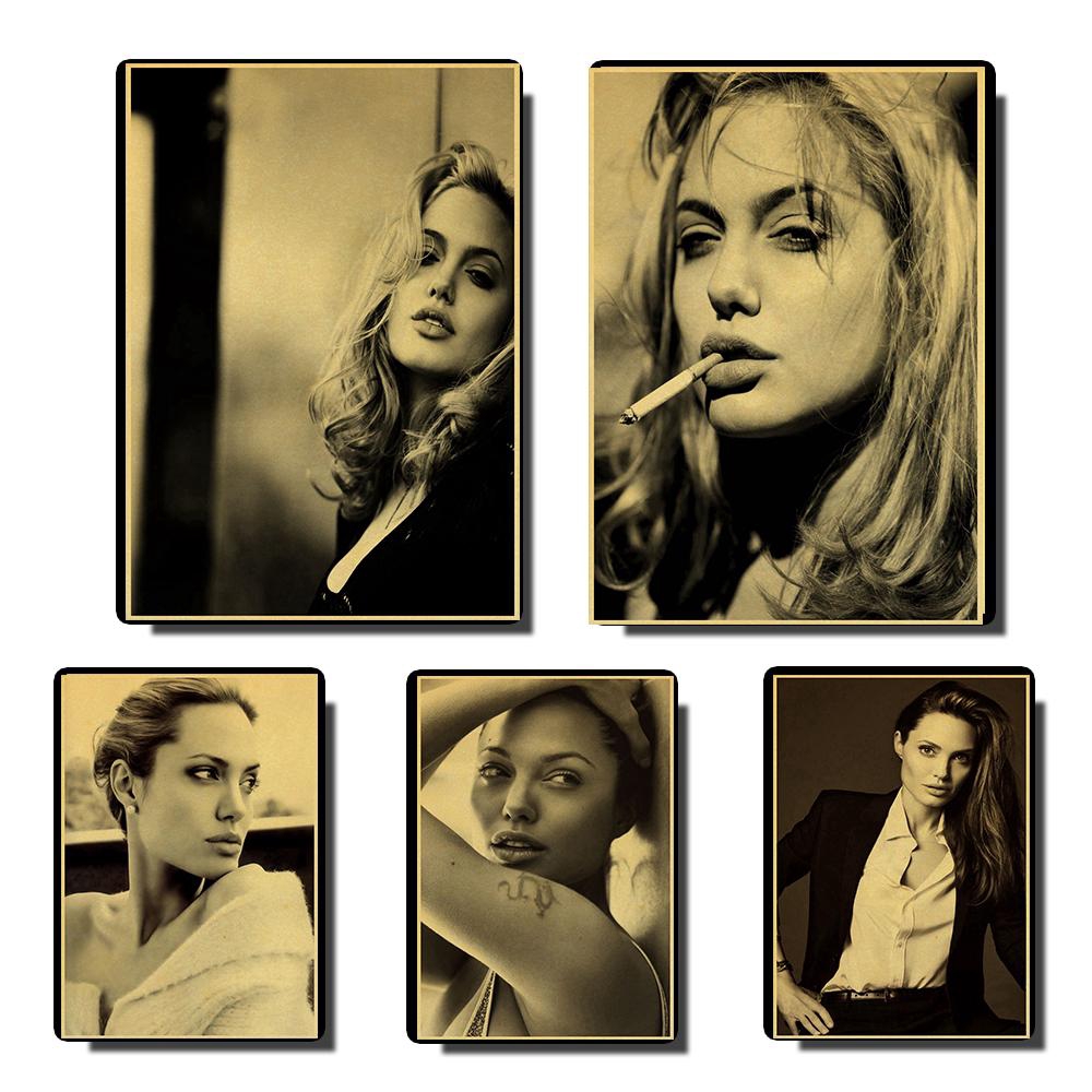 Áp Phích Treo Tường Trang Trí In Hình Angelina Jolie Kiểu vintage NoBrand