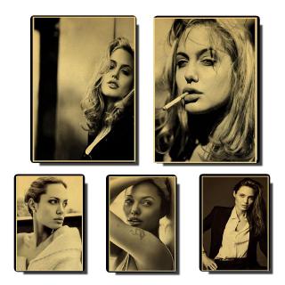 Áp Phích Treo Tường Trang Trí In Hình Angelina Jolie Kiểu vintage