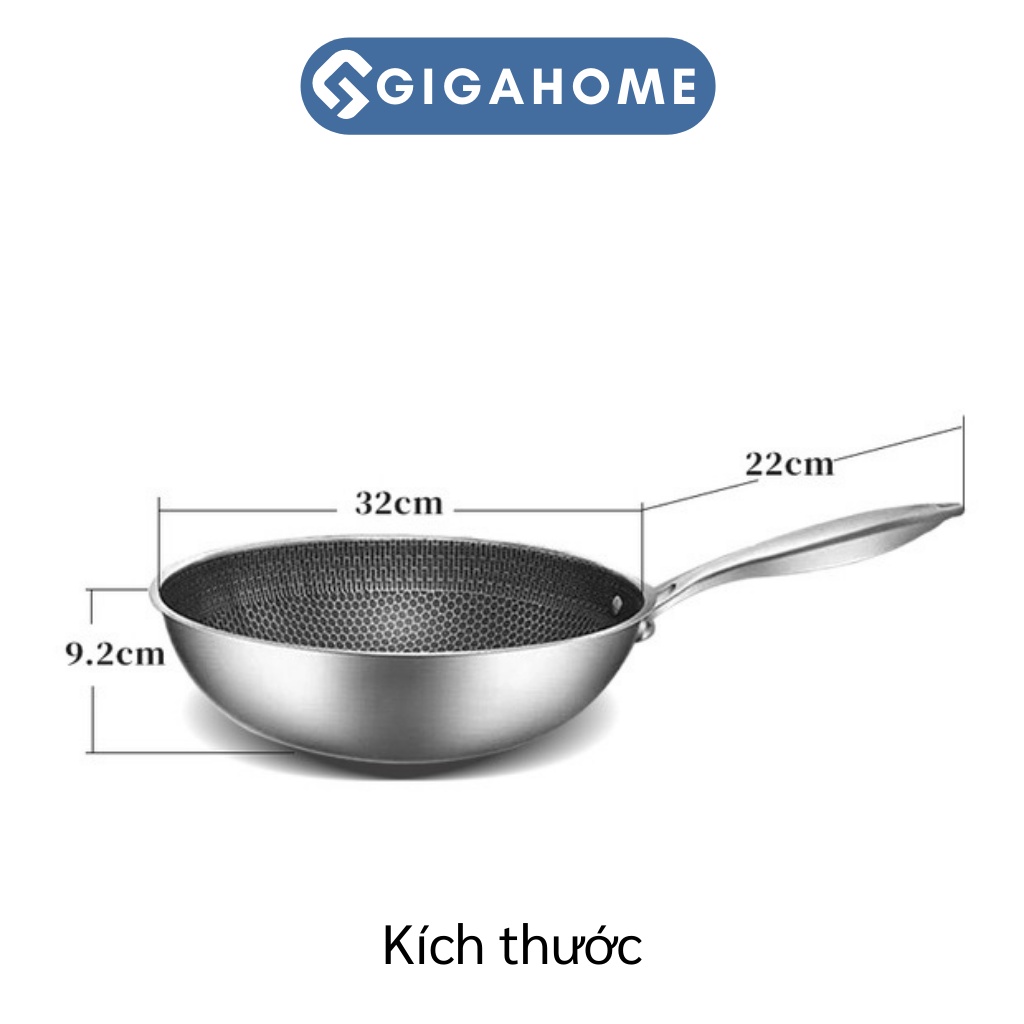 Chảo Chống Dính Vân Tổ Ong Sâu Lòng 32Cm Inox 304 GIGAHOME 10459