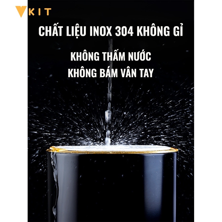 Thùng rác inox có nắp đậy cao cấp - Thùng đựng rác inox gia đình hiện đại INOHA R12