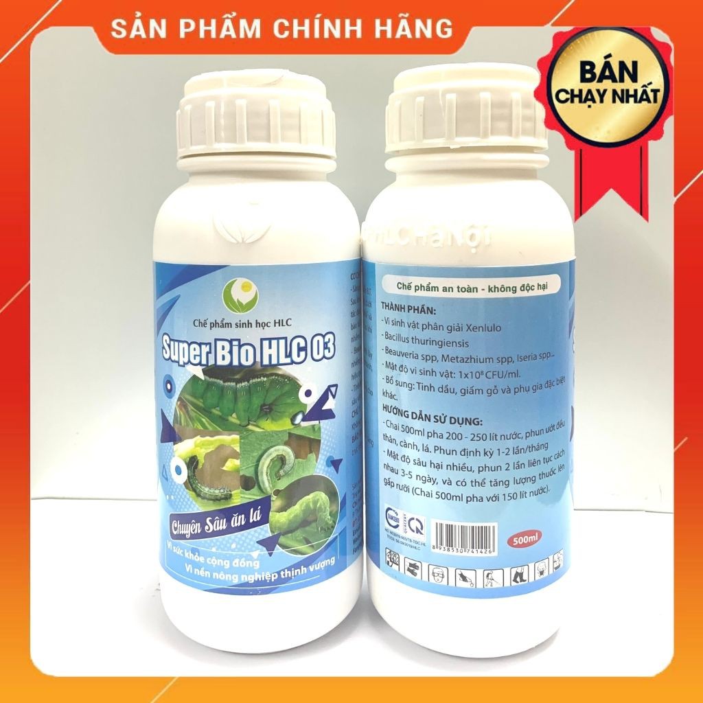 CHẾ PHẨM TRỪ SÂU SINH HỌC SUPER BIO HLC 03 - CHUYÊN DIỆT SÂU ĂN LÁ, HOÀN TOÀN AN TOÀN - CHAI 500ML