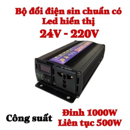 Bộ kích điện Đổi điện INVERTER sin chuẩn 1000W đổi từ 24V sang 220V - ZX 24V-1000W
