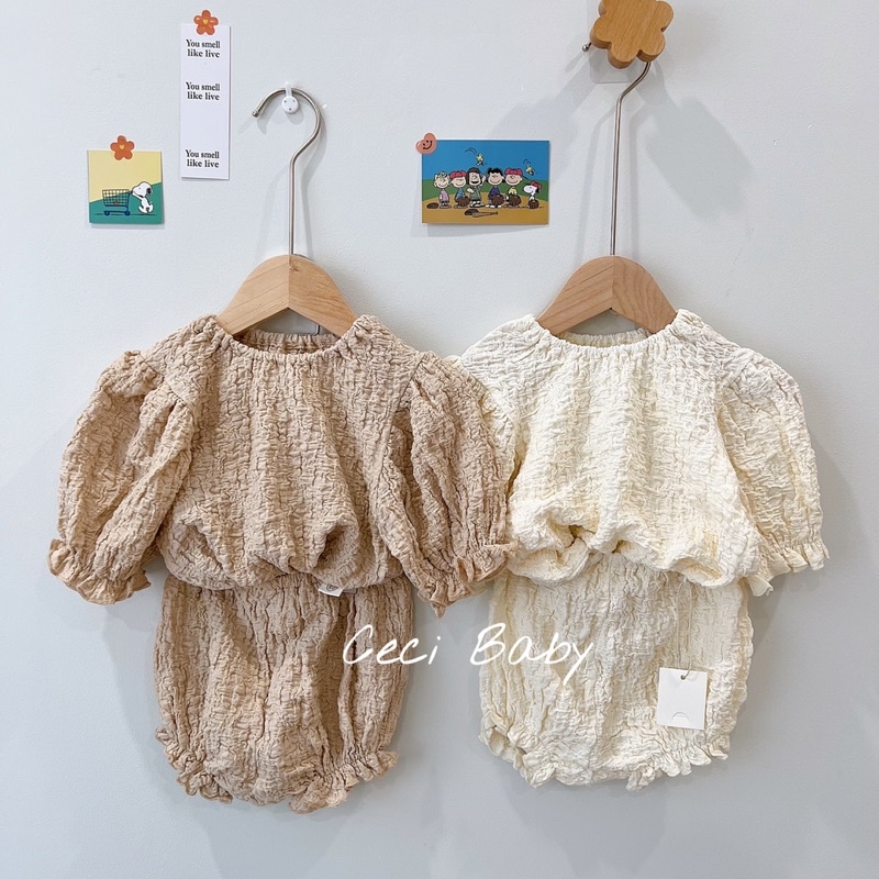 Bộ áo liền quần, áo kèm quần sooc cho bé gái phong cách Hàn quốc ảnh thật