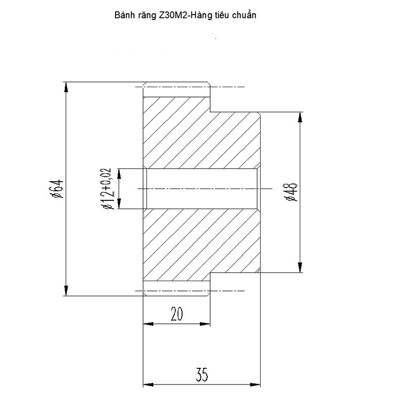 THANH RĂNG M2- 20x20x1000 bước t=6,1