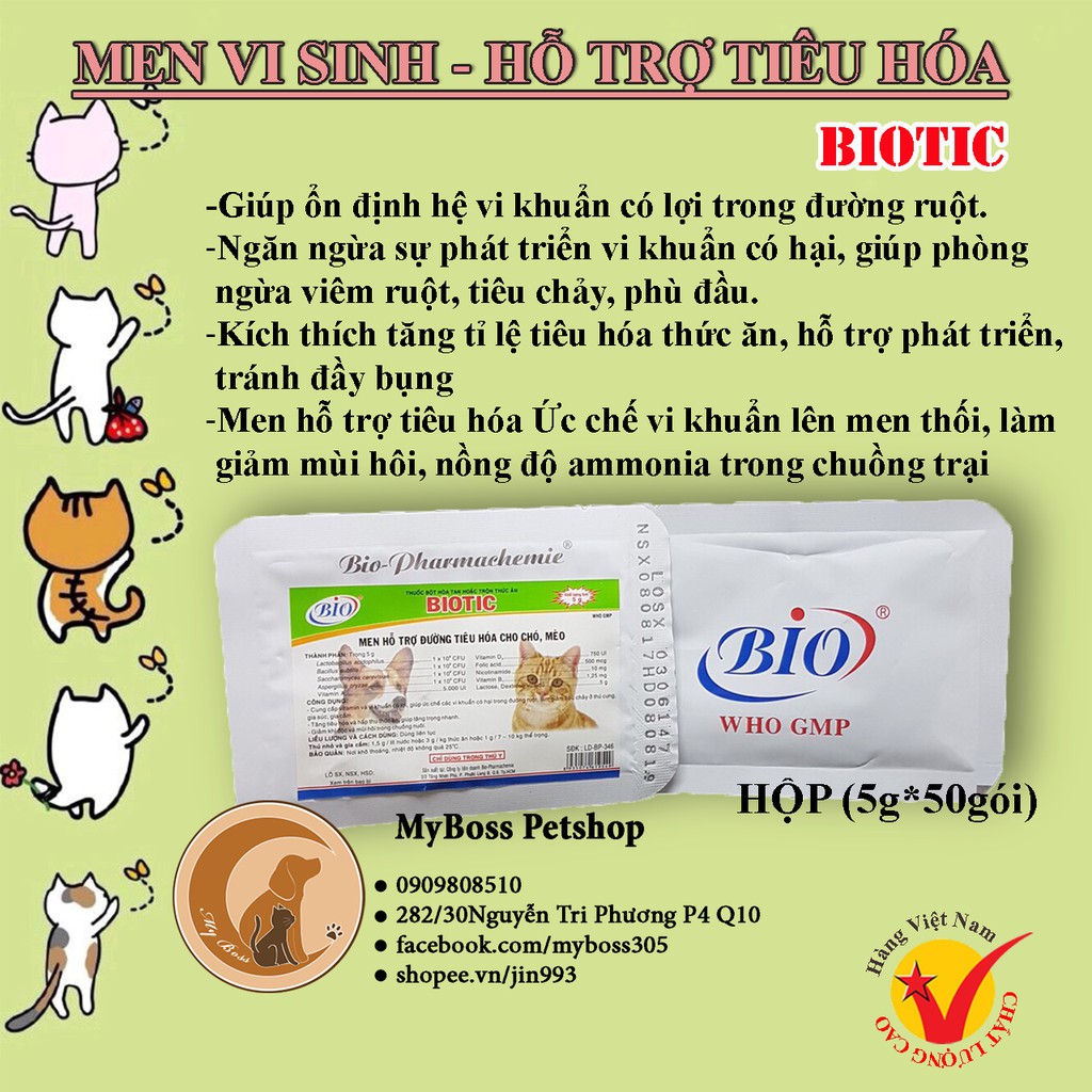 Men vi sinh Biotic - lợi khuẩn hỗ trợ tiêu hóa chó mèo