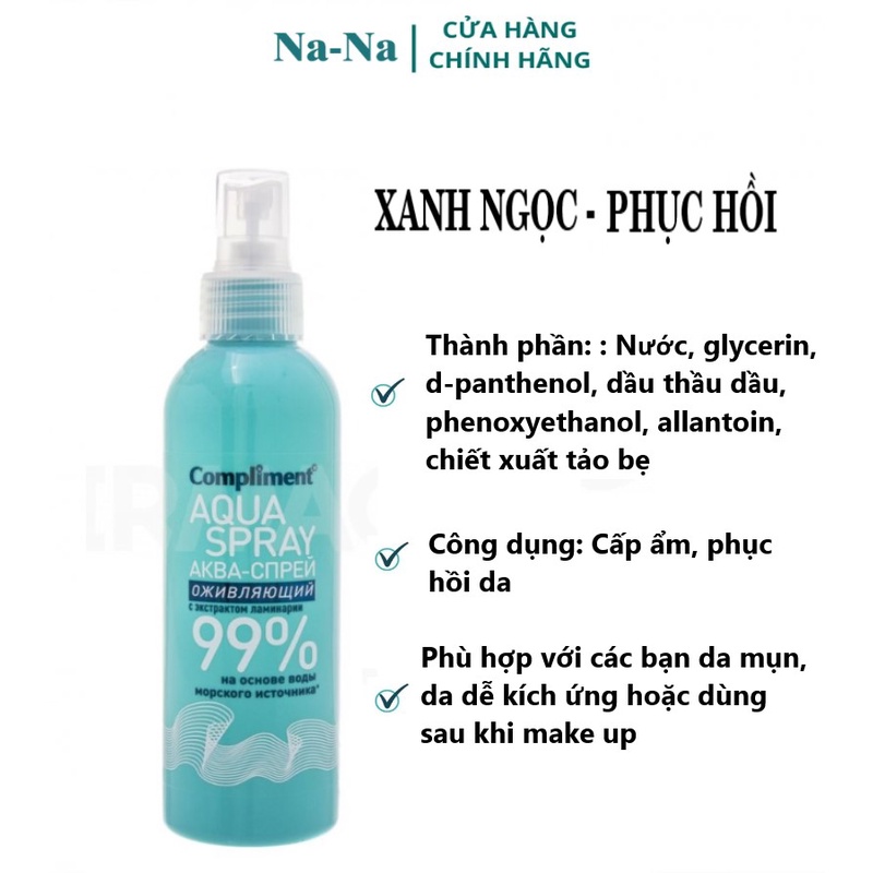 Xịt khoáng compliment 200ml, thành phần axit hyaluronic HA, cấp ẩm tức thì, làm dịu và nuôi dưỡng làn da | BigBuy360 - bigbuy360.vn