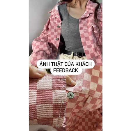 Áo Khoác Jean Kẻ Caro