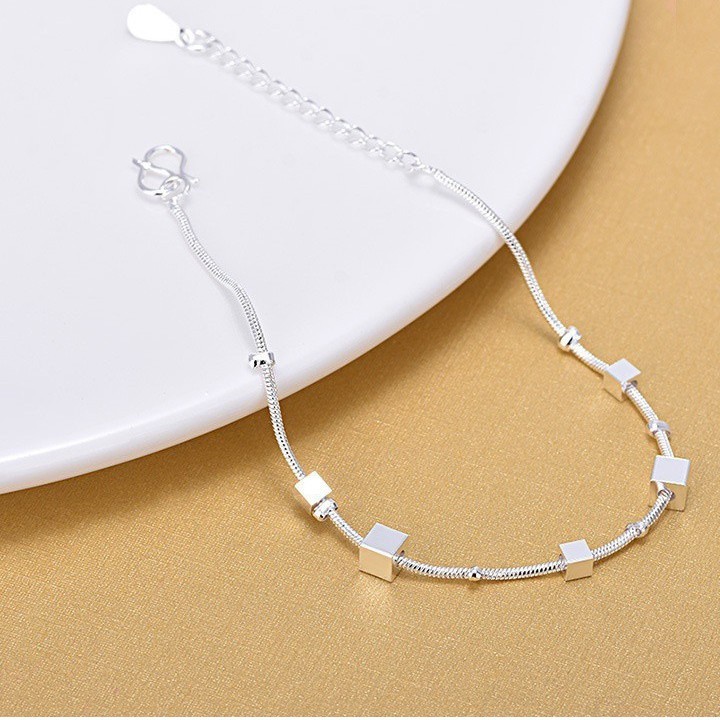 Lắc chân mẫu mới LC16, hình khối vuông , xinh xắn S925 sale giá rẻ | BigBuy360 - bigbuy360.vn