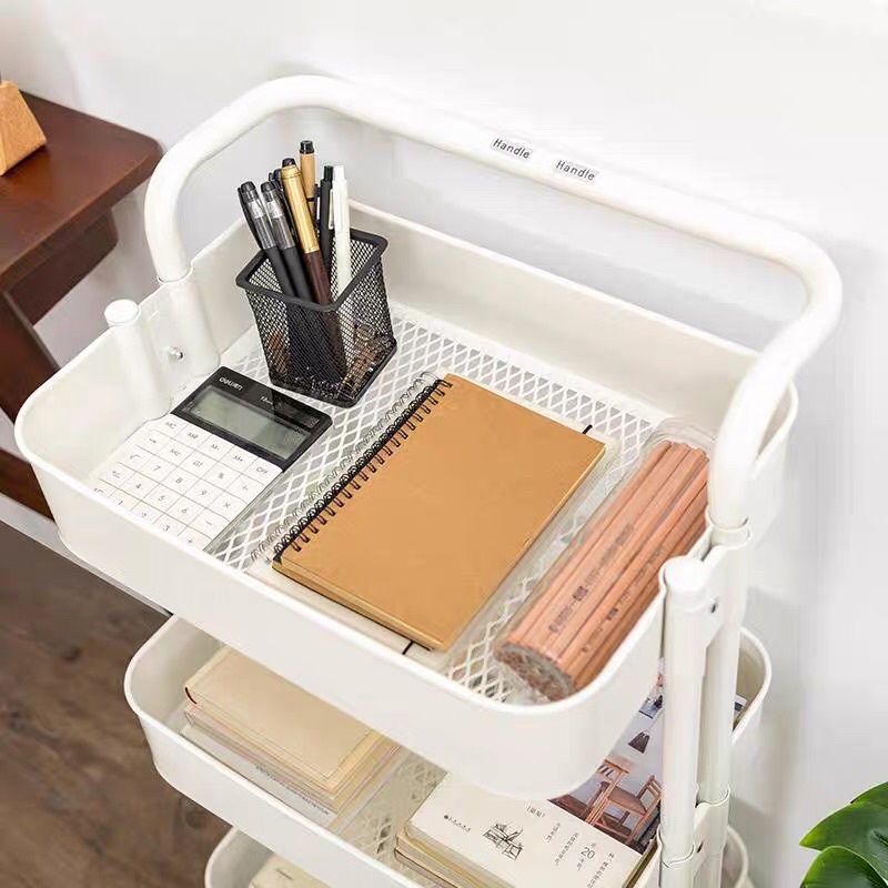 Kệ kéo 3 tầng đa năng chuyên dụng trong spa, nails có bánh xe đi chuyển chắc chắn