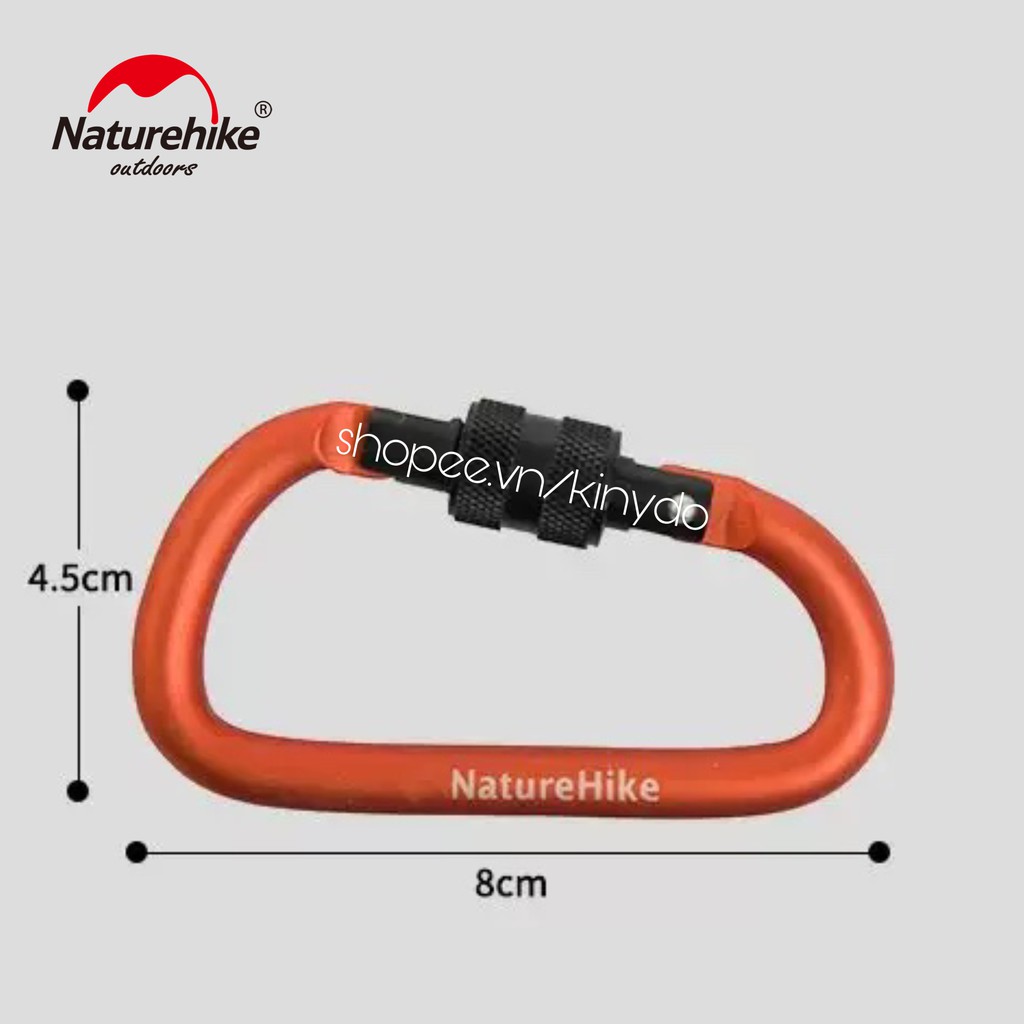 MÓC KHOÁ TREO CHỮ D EDC 6CM AN TOÀN CHẮC CHẮN ĐA NĂNG HỢP KIM NHÔM DU LỊCH DÃ NGOẠI THỂ THAO NATUREHIKE NH15A005-H