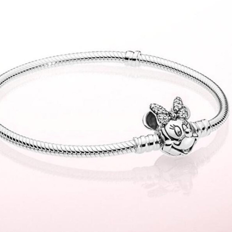 Dây Chuyền Mạ Bạc 925 Mặt Hình Chuột Minnie Lấp Lánh