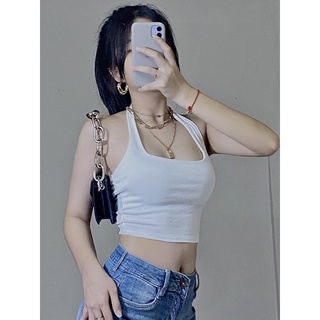 Áo crop body cổ yếm /Trắng