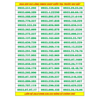 sim số đẹp mobi đầu 0933 giá bình dân
