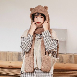 KHĂN QUÀNG CỔ LÔNG CỪU SIÊU ẤM MŨ TAI GẤU