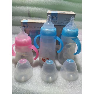 Bình sữa silicon 2in1 cổ rộng 150m/240m ( tặng kèm 1 núm silicon )