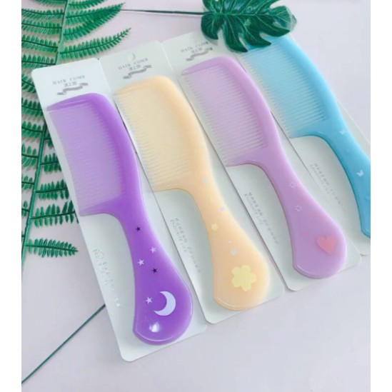 lược nhựa chải tóc in hình cute dễ thương pastel cầm tay có cán