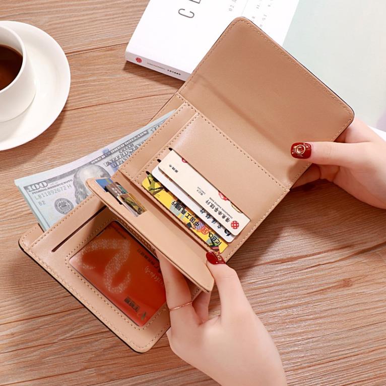 Ví nữ mini cầm tay gấp khóa sừng hươu thời trang