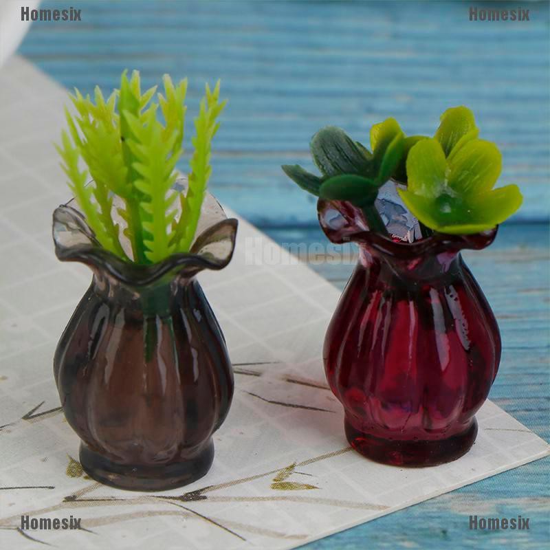 [HoMSI] 5pcs Dollhouse Miniature 1:12 Pot DIY Kitchen Ceramic Decora vase+flower SUU