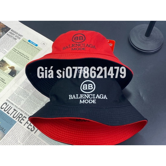 mũ bucket 2 lớp 2 mặt - nón vành thêu baleca nặng động unisex thời trang