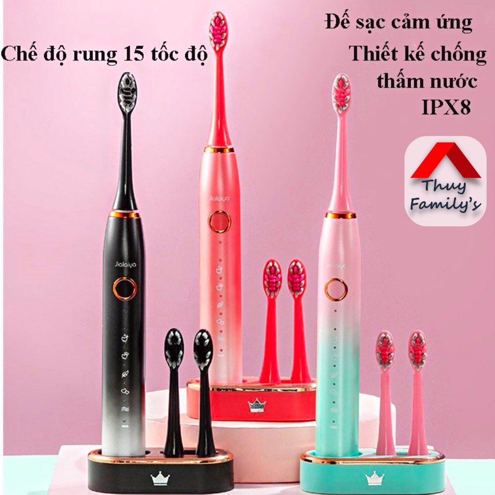 Bàn chải điện tự động 5 IN 1 cao cấp JIALAIYA X100, Bàn chải đánh răng lông mềm - tặng 5 đầu bàn chải