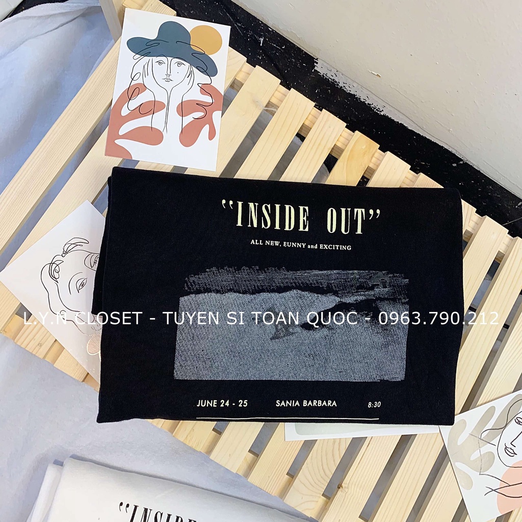Áo thun 3158 dài tay INSIDE OUT dáng unisex form oversize hàng Quảng Châu Lyn Closet A115L